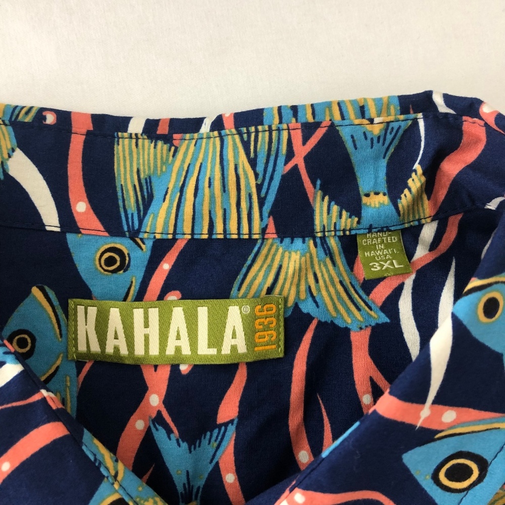 Kahala Mens 3XL Fish Hawaiian Aloha Camp Shirt - Picture 4 of 4